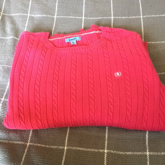 Izod Tops - Bright pink Izod ladies sweater sz M cable knit